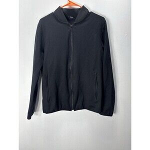 Theory Men's Black Ascend Tech  Bomber Jacket Full Zip Rayon/nylon Sz  Large